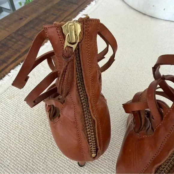 Isabel Marant Luxurious Designer Frye Strappy Brown Leather Heels Size 35 IT - Picture 6 of 9
